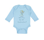 Long Sleeve Bodysuit Baby Will You Be My Godmother Pregnancy Baby Announcement D