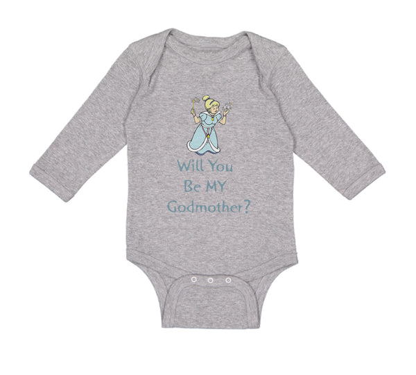 Long Sleeve Bodysuit Baby Will You Be My Godmother Pregnancy Baby Announcement D