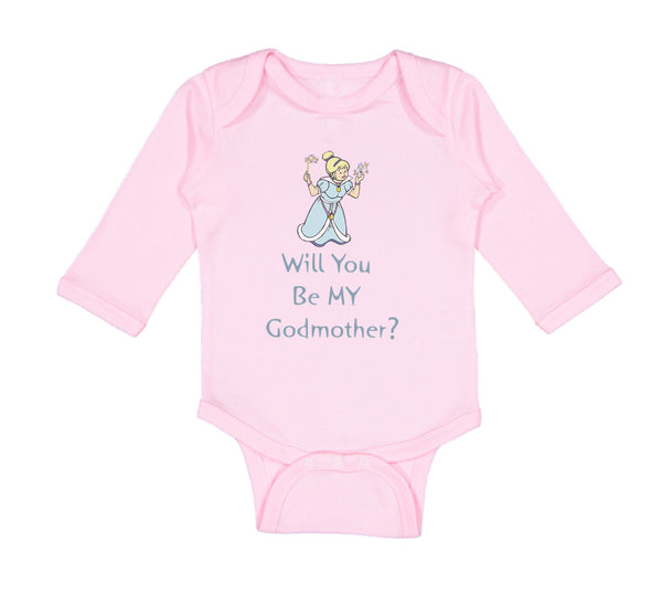 Long Sleeve Bodysuit Baby Will You Be My Godmother Pregnancy Baby Announcement D