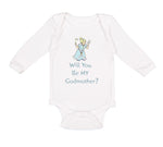 Long Sleeve Bodysuit Baby Will You Be My Godmother Pregnancy Baby Announcement D