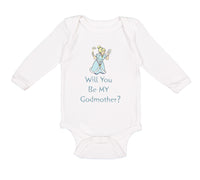 Long Sleeve Bodysuit Baby Will You Be My Godmother Pregnancy Baby Announcement D