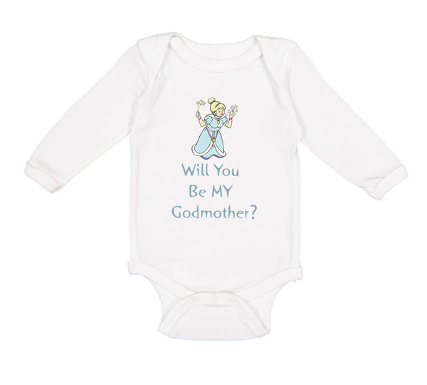 Long Sleeve Bodysuit Baby Will You Be My Godmother Pregnancy Baby Announcement D