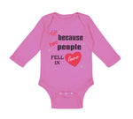 Long Sleeve Bodysuit Baby Because People Fell Love Valentines Style Cotton - Cute Rascals