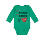 Long Sleeve Bodysuit Baby Because People Fell Love Valentines Style Cotton - Cute Rascals