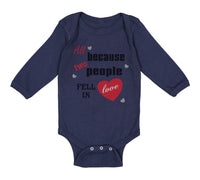 Long Sleeve Bodysuit Baby Because People Fell Love Valentines Style Cotton - Cute Rascals