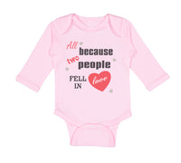 Long Sleeve Bodysuit Baby Because People Fell Love Valentines Style Cotton - Cute Rascals