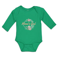 Long Sleeve Bodysuit Baby Mimi's Girl with Wreath Flowers and Leaves Cotton