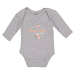 Long Sleeve Bodysuit Baby Mimi's Girl with Wreath Flowers and Leaves Cotton