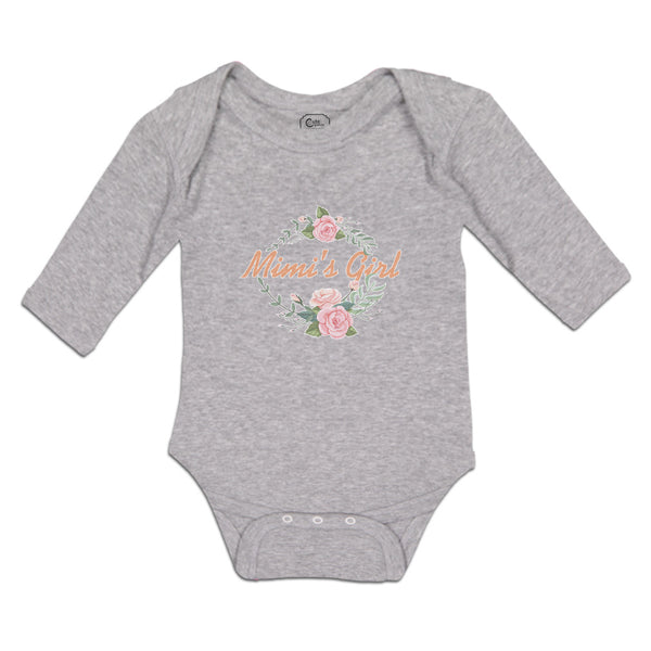 Long Sleeve Bodysuit Baby Mimi's Girl with Wreath Flowers and Leaves Cotton