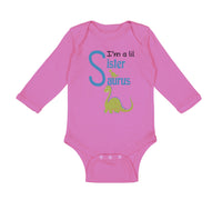 Long Sleeve Bodysuit Baby Green Dinosaur Dino Little Sister Saurus Cotton - Cute Rascals