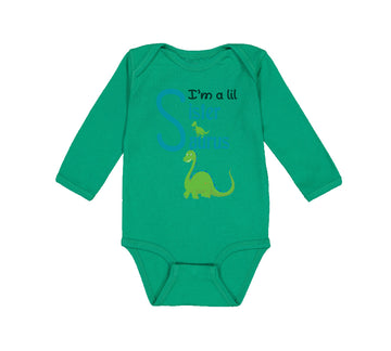 Long Sleeve Bodysuit Baby Green Dinosaur Dino Little Sister Saurus Cotton
