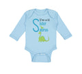 Long Sleeve Bodysuit Baby Green Dinosaur Dino Little Sister Saurus Cotton