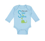 Long Sleeve Bodysuit Baby Green Dinosaur Dino Little Sister Saurus Cotton - Cute Rascals