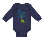 Long Sleeve Bodysuit Baby Green Dinosaur Dino Little Sister Saurus Cotton - Cute Rascals