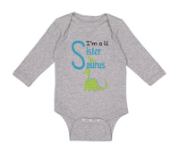 Long Sleeve Bodysuit Baby Green Dinosaur Dino Little Sister Saurus Cotton - Cute Rascals