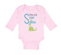 Long Sleeve Bodysuit Baby Green Dinosaur Dino Little Sister Saurus Cotton - Cute Rascals