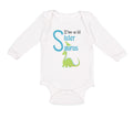 Long Sleeve Bodysuit Baby Green Dinosaur Dino Little Sister Saurus Cotton