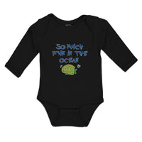 Long Sleeve Bodysuit Baby So Much Fun in The Ocean Fish with Closed Eyes Cotton