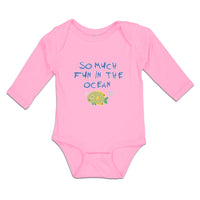 Long Sleeve Bodysuit Baby So Much Fun in The Ocean Fish with Closed Eyes Cotton