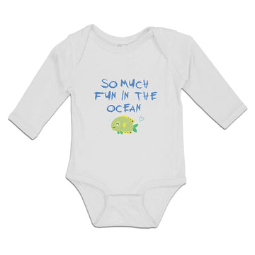 Long Sleeve Bodysuit Baby So Much Fun in The Ocean Fish with Closed Eyes Cotton