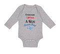 Long Sleeve Bodysuit Baby Everyone Loves A Nice Greek Boy Greece Greeks Cotton