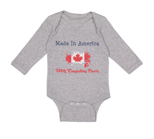 Long Sleeve Bodysuit Baby Made in America with Canadian Parts Style A Cotton