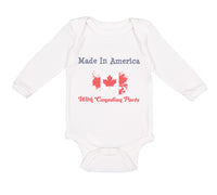 Long Sleeve Bodysuit Baby Made in America with Canadian Parts Style A Cotton