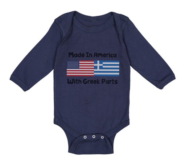 Long Sleeve Bodysuit Baby Made in America with Greek Parts Boy & Girl Clothes