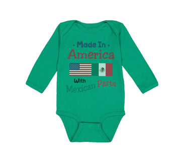Long Sleeve Bodysuit Baby Made in America with Mexican Parts Style A Cotton