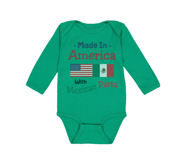 Long Sleeve Bodysuit Baby Made in America with Mexican Parts Style A Cotton