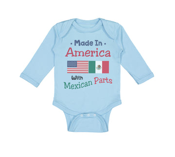 Long Sleeve Bodysuit Baby Made in America with Mexican Parts Style A Cotton