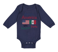 Long Sleeve Bodysuit Baby Made in America with Mexican Parts Style A Cotton