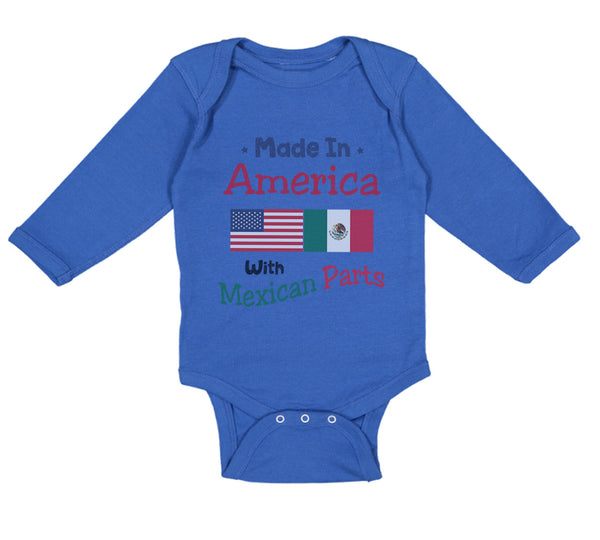 Long Sleeve Bodysuit Baby Made in America with Mexican Parts Style A Cotton