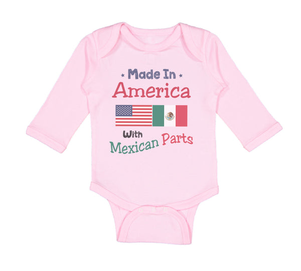 Long Sleeve Bodysuit Baby Made in America with Mexican Parts Style A Cotton
