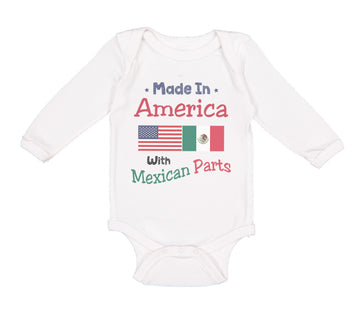 Long Sleeve Bodysuit Baby Made in America with Mexican Parts Style A Cotton