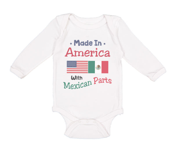Long Sleeve Bodysuit Baby Made in America with Mexican Parts Style A Cotton