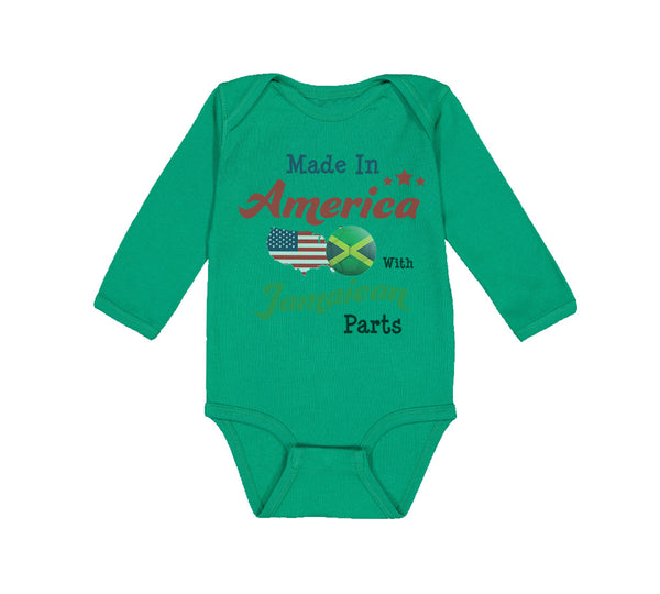 Long Sleeve Bodysuit Baby Made in America with Jamaican Parts Boy & Girl Clothes