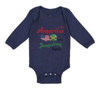 Long Sleeve Bodysuit Baby Made in America with Jamaican Parts Boy & Girl Clothes