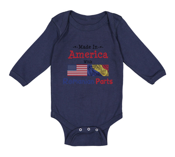 Long Sleeve Bodysuit Baby Made in America with Romanian Parts Boy & Girl Clothes