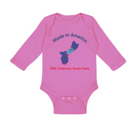 Long Sleeve Bodysuit Baby Made in America with Chamorro Guam Parts Cotton