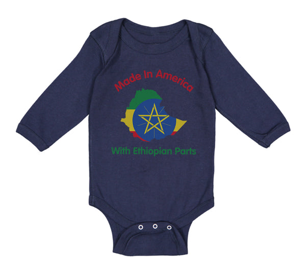 Long Sleeve Bodysuit Baby Made in America with Ethiopian Parts Cotton