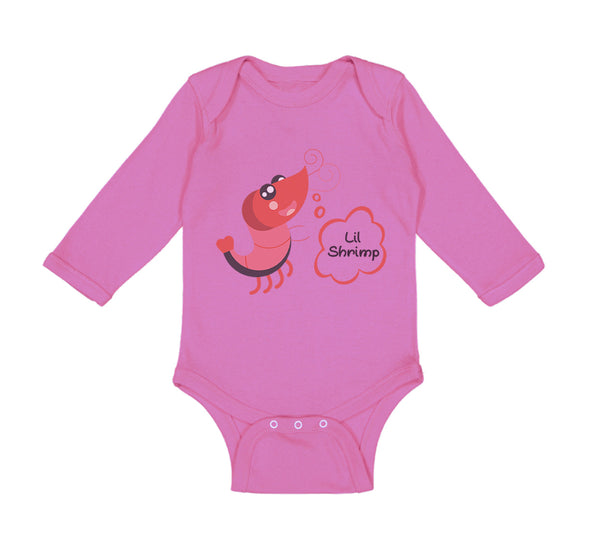 Long Sleeve Bodysuit Baby Funny Shrimp Saying Lil Shrimp Seafood Cotton - Cute Rascals