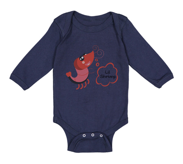 Long Sleeve Bodysuit Baby Funny Shrimp Saying Lil Shrimp Seafood Cotton - Cute Rascals