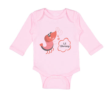 Long Sleeve Bodysuit Baby Funny Shrimp Saying Lil Shrimp Seafood Cotton