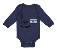 Long Sleeve Bodysuit Baby I Love Israel Boy & Girl Clothes Cotton