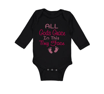 Long Sleeve Bodysuit Baby All Gods Grace in This Tiny Face Christian Jesus God
