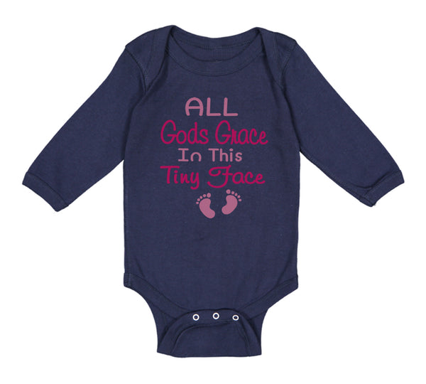 Long Sleeve Bodysuit Baby All Gods Grace in This Tiny Face Christian Jesus God - Cute Rascals