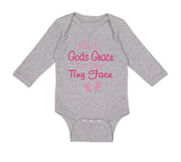 Long Sleeve Bodysuit Baby All Gods Grace in This Tiny Face Christian Jesus God - Cute Rascals