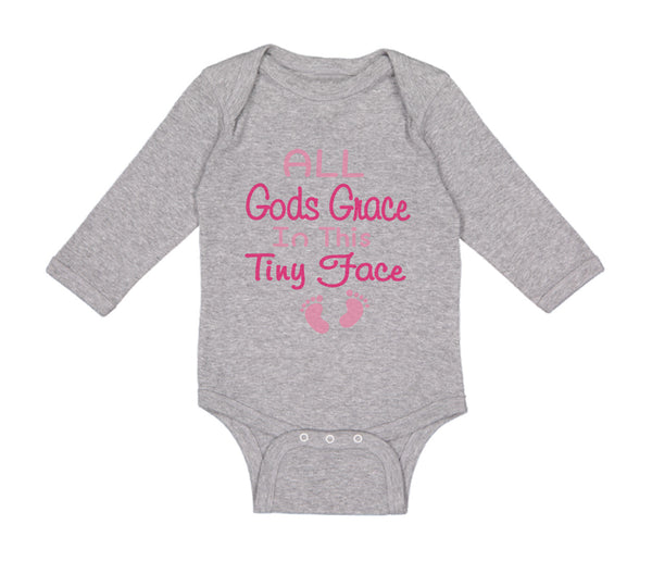 Long Sleeve Bodysuit Baby All Gods Grace in This Tiny Face Christian Jesus God - Cute Rascals