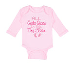 Long Sleeve Bodysuit Baby All Gods Grace in This Tiny Face Christian Jesus God - Cute Rascals